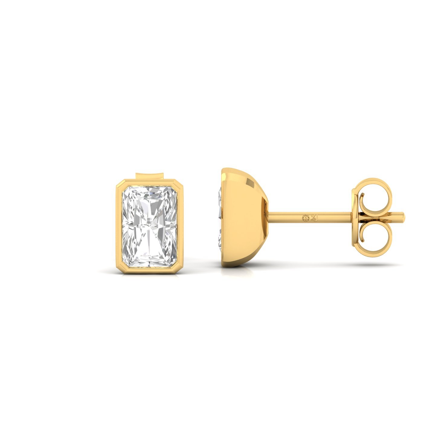 Radiant Cut Diamond Stud Earrings (1 Pair) | Elegant Lab Grown CVD Diamond Solitaire Earrings | 925 Silver | 10K | 14K | 18K - Gold Main View