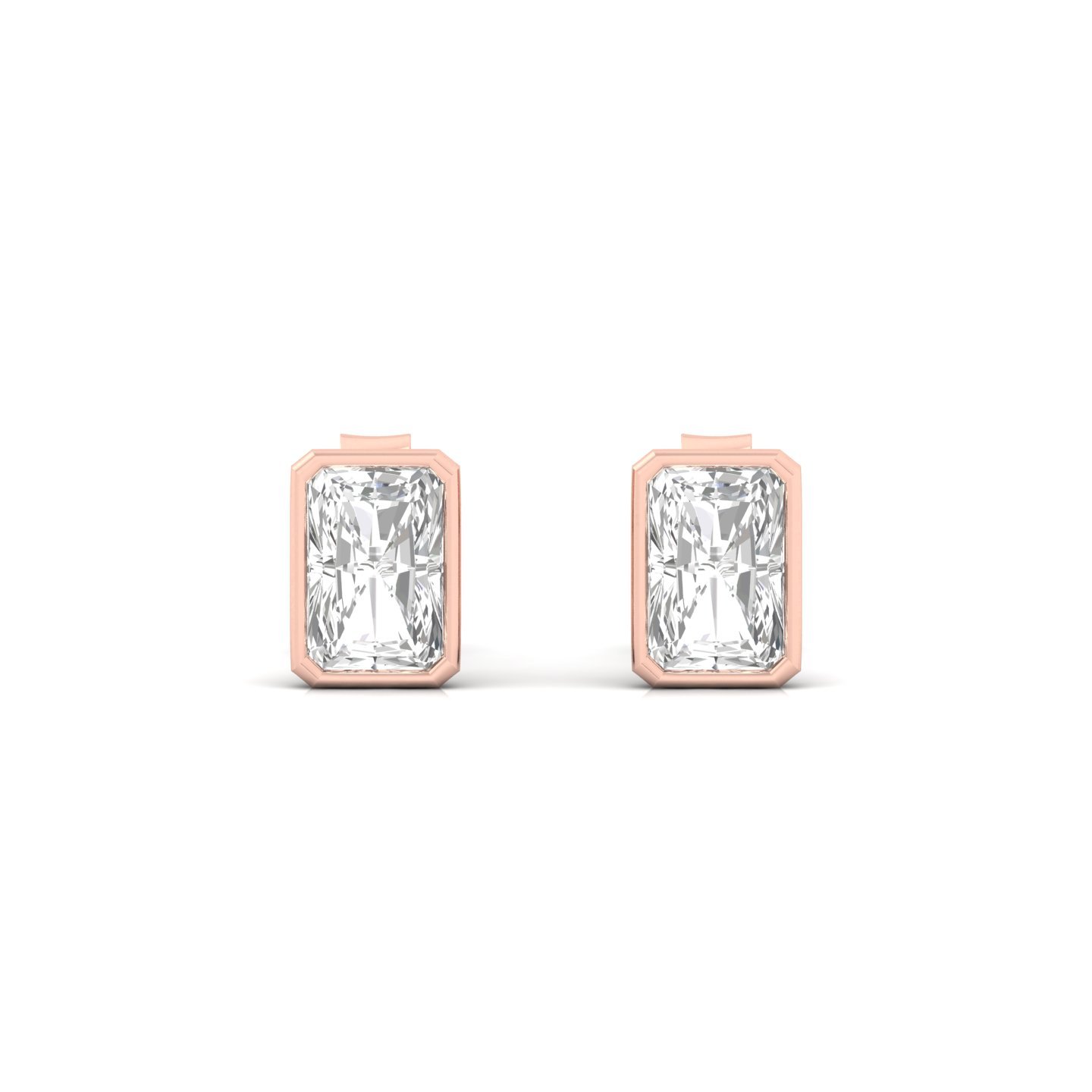 Radiant Cut Diamond Stud Earrings (1 Pair) | Elegant Lab Grown CVD Diamond Solitaire Earrings | 925 Silver | 10K | 14K | 18K - View 2