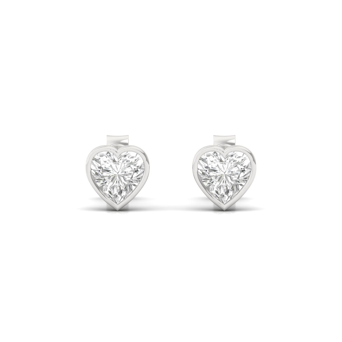 Heart Shape Diamond Stud Earrings (1 Pair) | Romantic Lab Grown CVD Diamond Earrings | 925 Silver | 10K | 14K | 18K - View 2