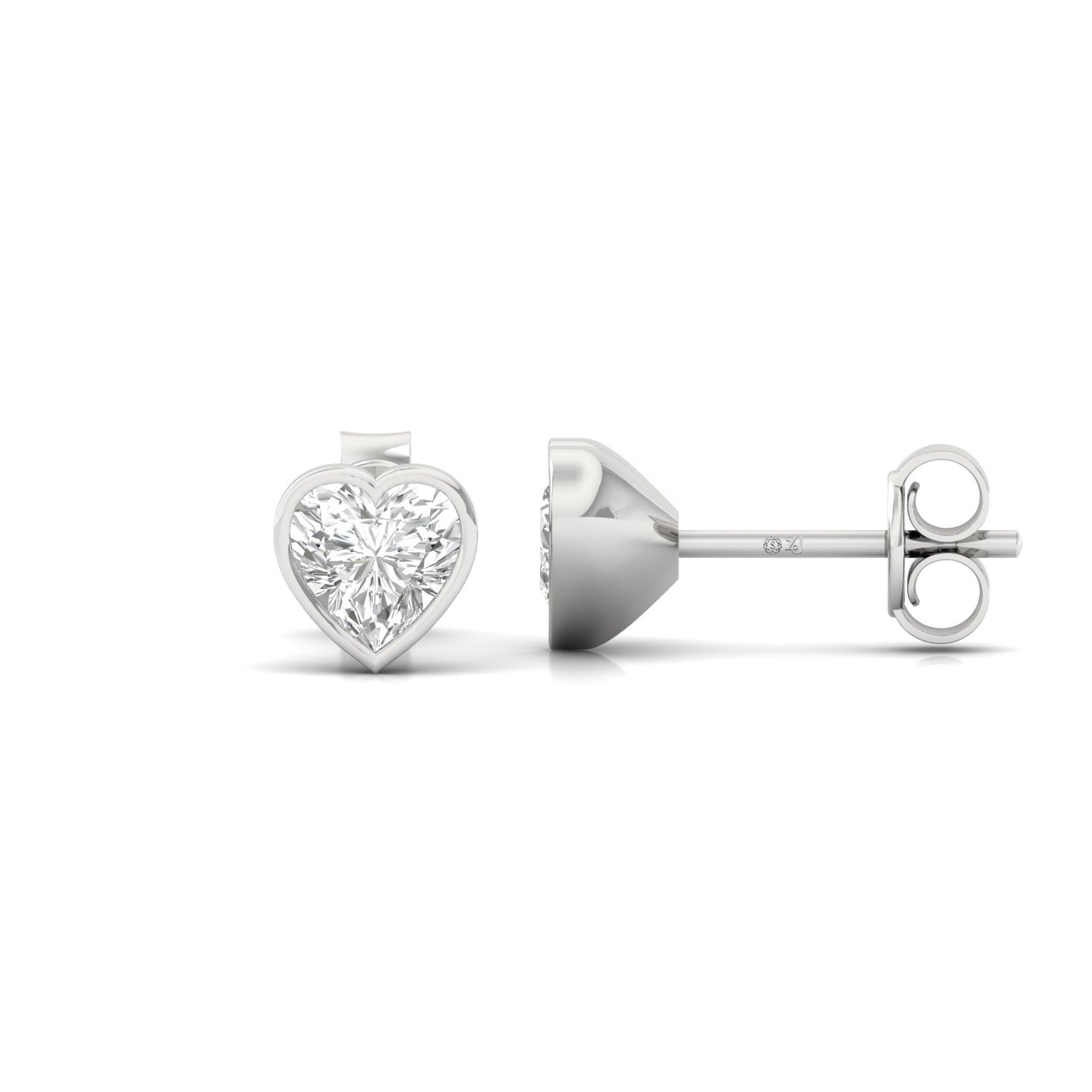 Heart Shape Diamond Stud Earrings (1 Pair) | Romantic Lab Grown CVD Diamond Earrings | 925 Silver | 10K | 14K | 18K - Main View