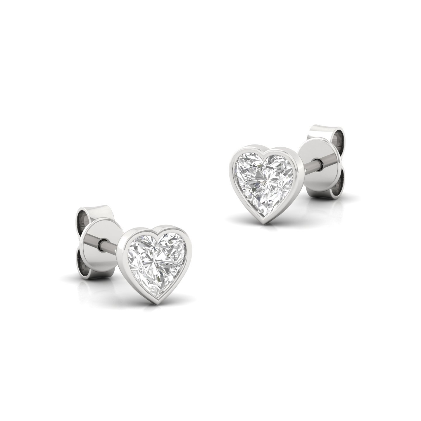 Heart Shape Diamond Stud Earrings (1 Pair) | Romantic Lab Grown CVD Diamond Earrings | 925 Silver | 10K | 14K | 18K - View 3