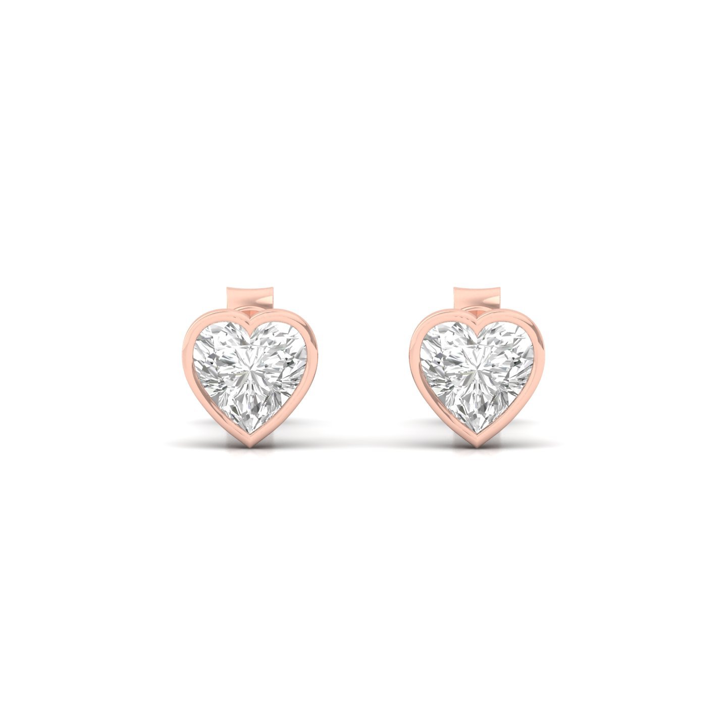 Heart Shape Diamond Stud Earrings (1 Pair) | Romantic Lab Grown CVD Diamond Earrings | 925 Silver | 10K | 14K | 18K - View 2
