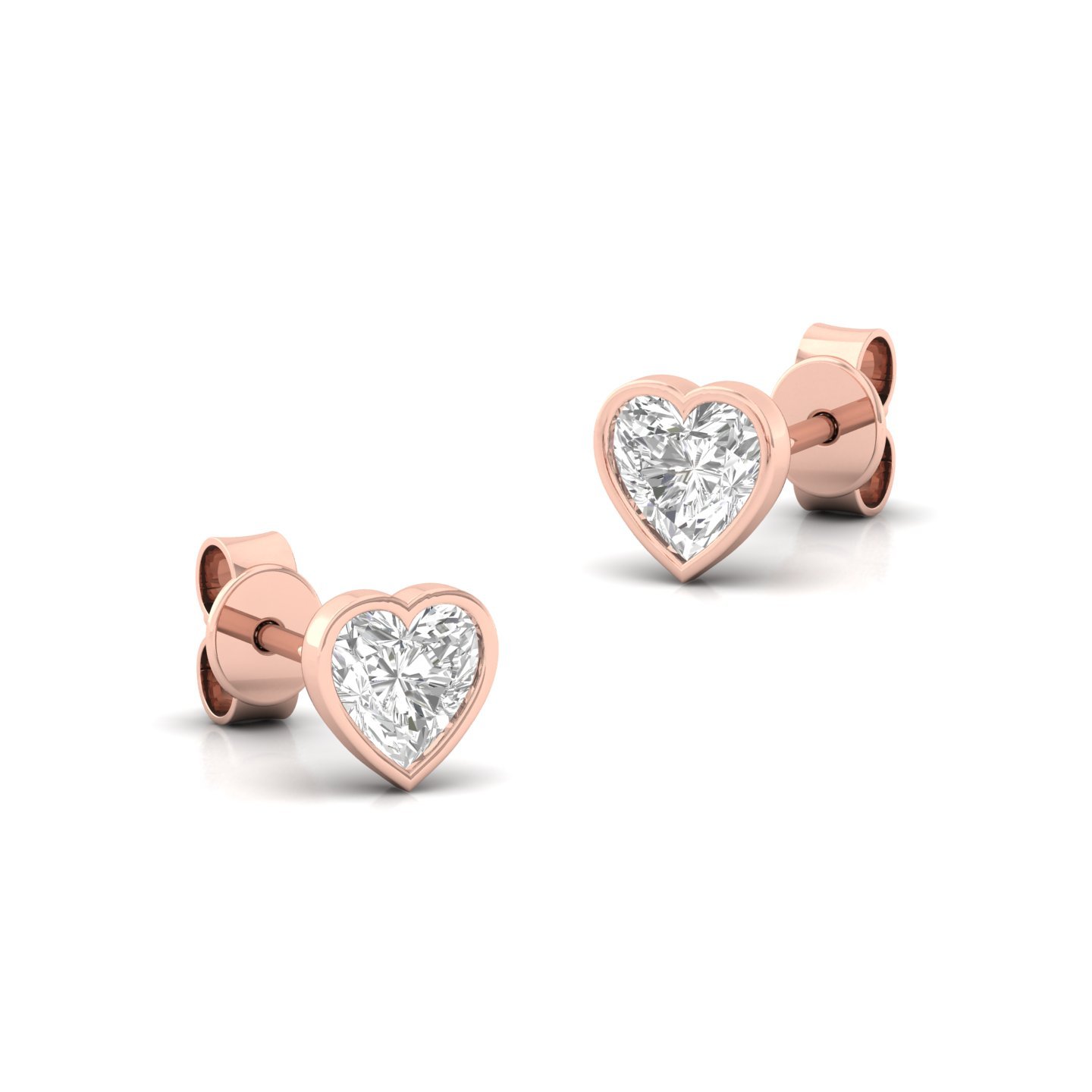 Heart Shape Diamond Stud Earrings (1 Pair) | Romantic Lab Grown CVD Diamond Earrings | 925 Silver | 10K | 14K | 18K - View 3