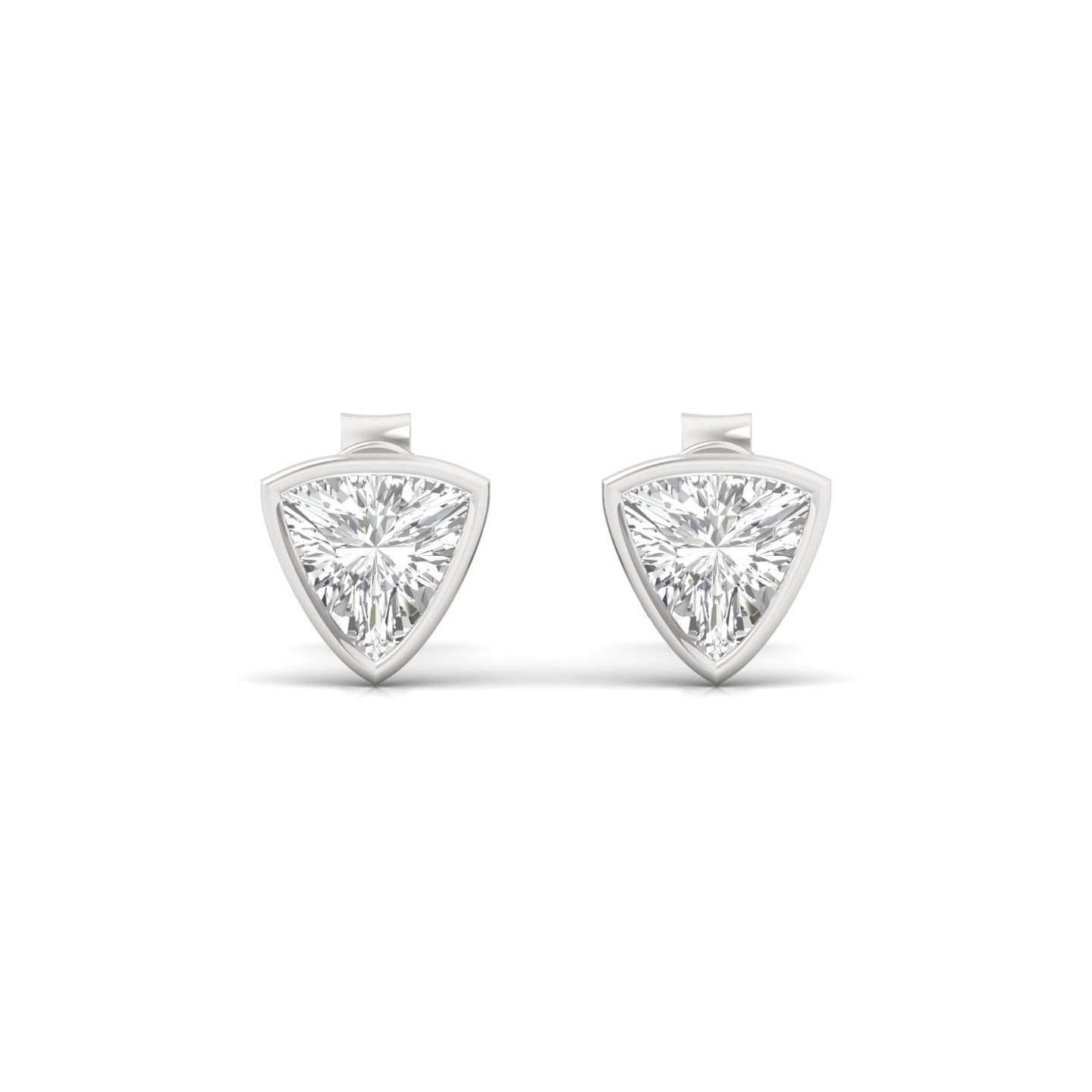 Trillion Cut Diamond Stud Earrings (1 Pair) | Unique Lab Grown CVD Diamond Earrings | 925 Silver | 10K | 14K | 18K - View 2
