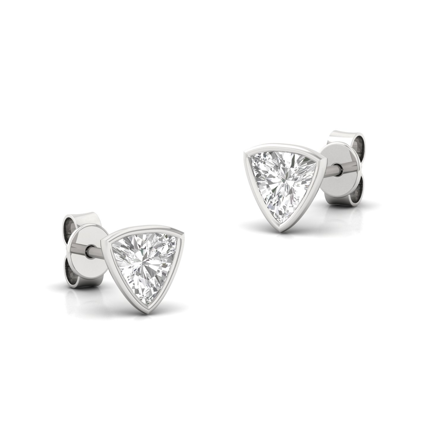 Trillion Cut Diamond Stud Earrings (1 Pair) | Unique Lab Grown CVD Diamond Earrings | 925 Silver | 10K | 14K | 18K - View 3