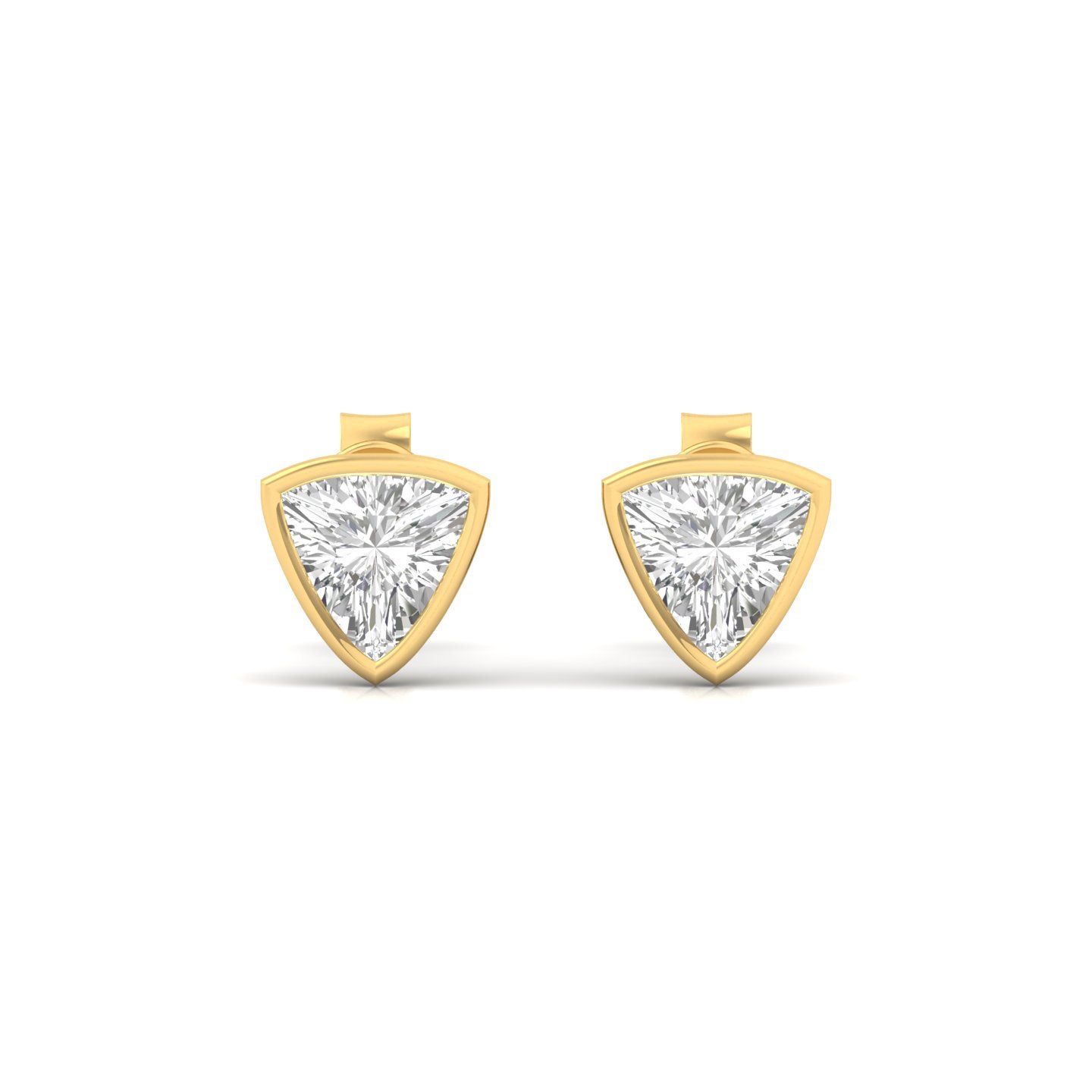 Trillion Cut Diamond Stud Earrings (1 Pair) | Unique Lab Grown CVD Diamond Earrings | 925 Silver | 10K | 14K | 18K - View 2
