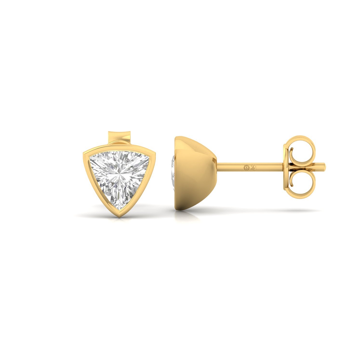 Trillion Cut Diamond Stud Earrings (1 Pair) | Unique Lab Grown CVD Diamond Earrings | 925 Silver | 10K | 14K | 18K - Gold Main View
