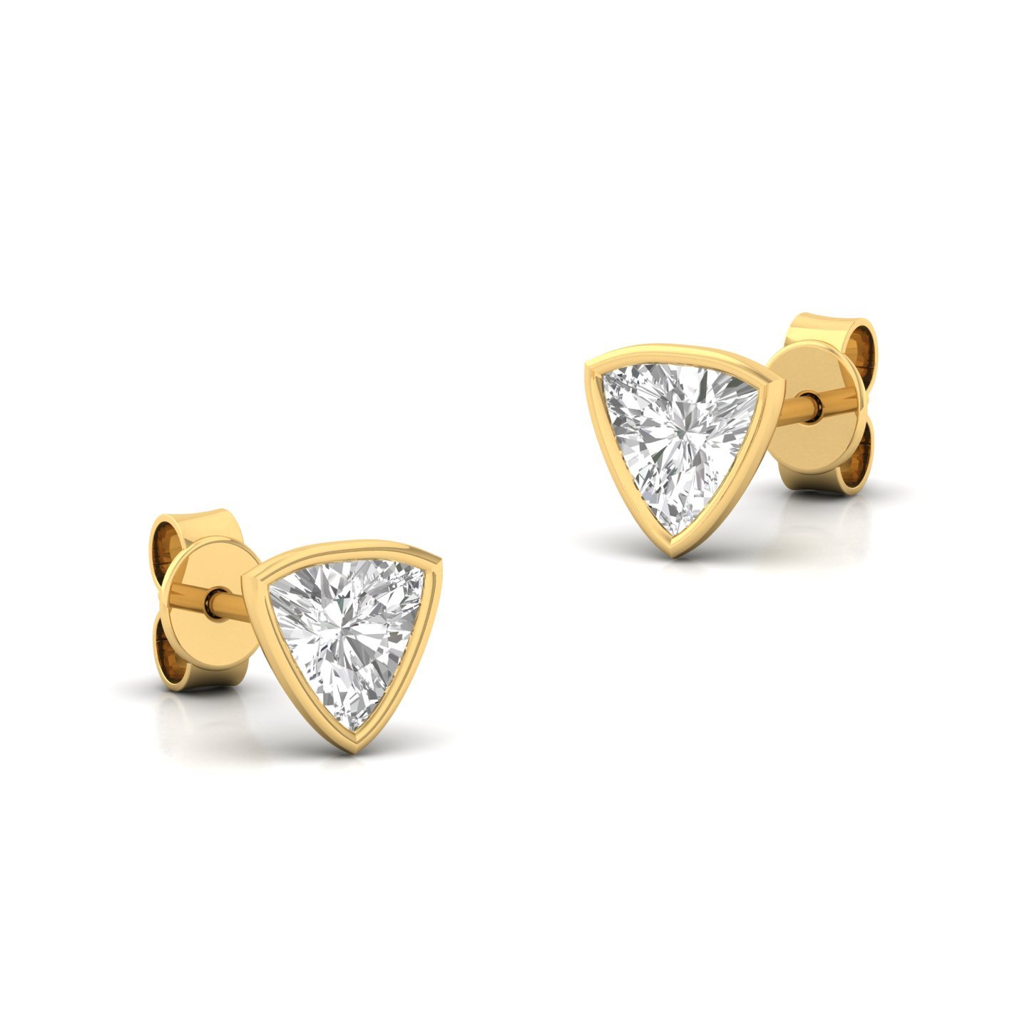 Trillion Cut Diamond Stud Earrings (1 Pair) | Unique Lab Grown CVD Diamond Earrings | 925 Silver | 10K | 14K | 18K - View 3
