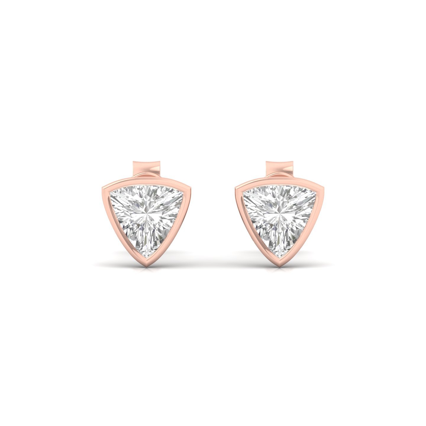 Trillion Cut Diamond Stud Earrings (1 Pair) | Unique Lab Grown CVD Diamond Earrings | 925 Silver | 10K | 14K | 18K - View 2