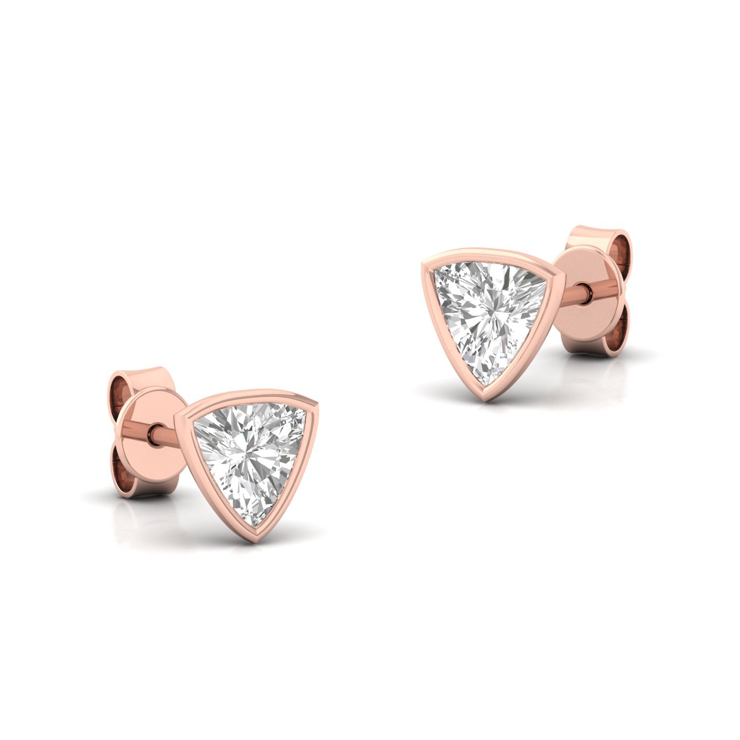 Trillion Cut Diamond Stud Earrings (1 Pair) | Unique Lab Grown CVD Diamond Earrings | 925 Silver | 10K | 14K | 18K - View 3