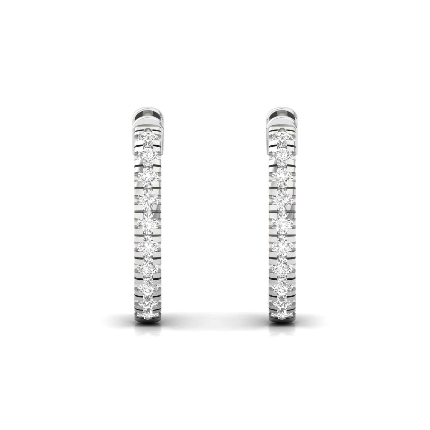 Diamond Hoop Earrings | Lab Grown Diamond Huggie Hoops | 925 Silver | 10K | 14K | 18K Gold - View 2