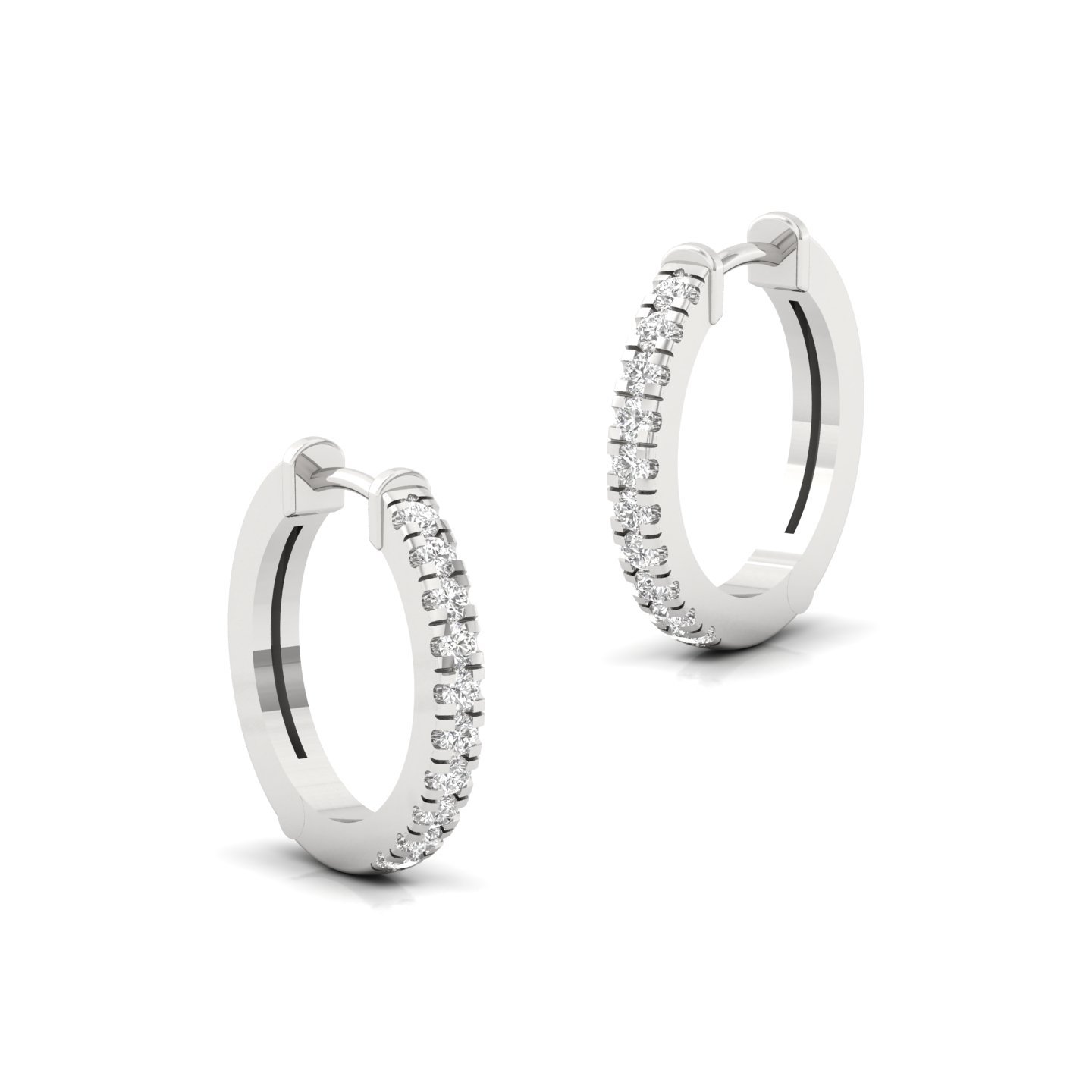 Diamond Hoop Earrings | Lab Grown Diamond Huggie Hoops | 925 Silver | 10K | 14K | 18K Gold - View 3