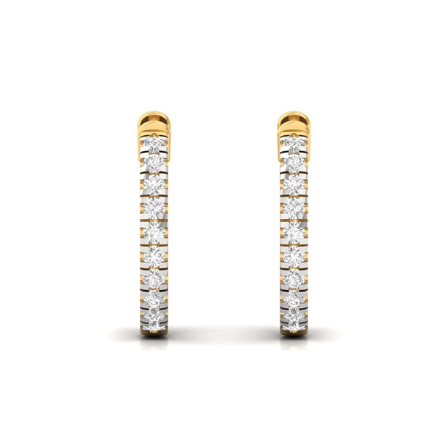 Diamond Hoop Earrings | Lab Grown Diamond Huggie Hoops | 925 Silver | 10K | 14K | 18K Gold - View 2