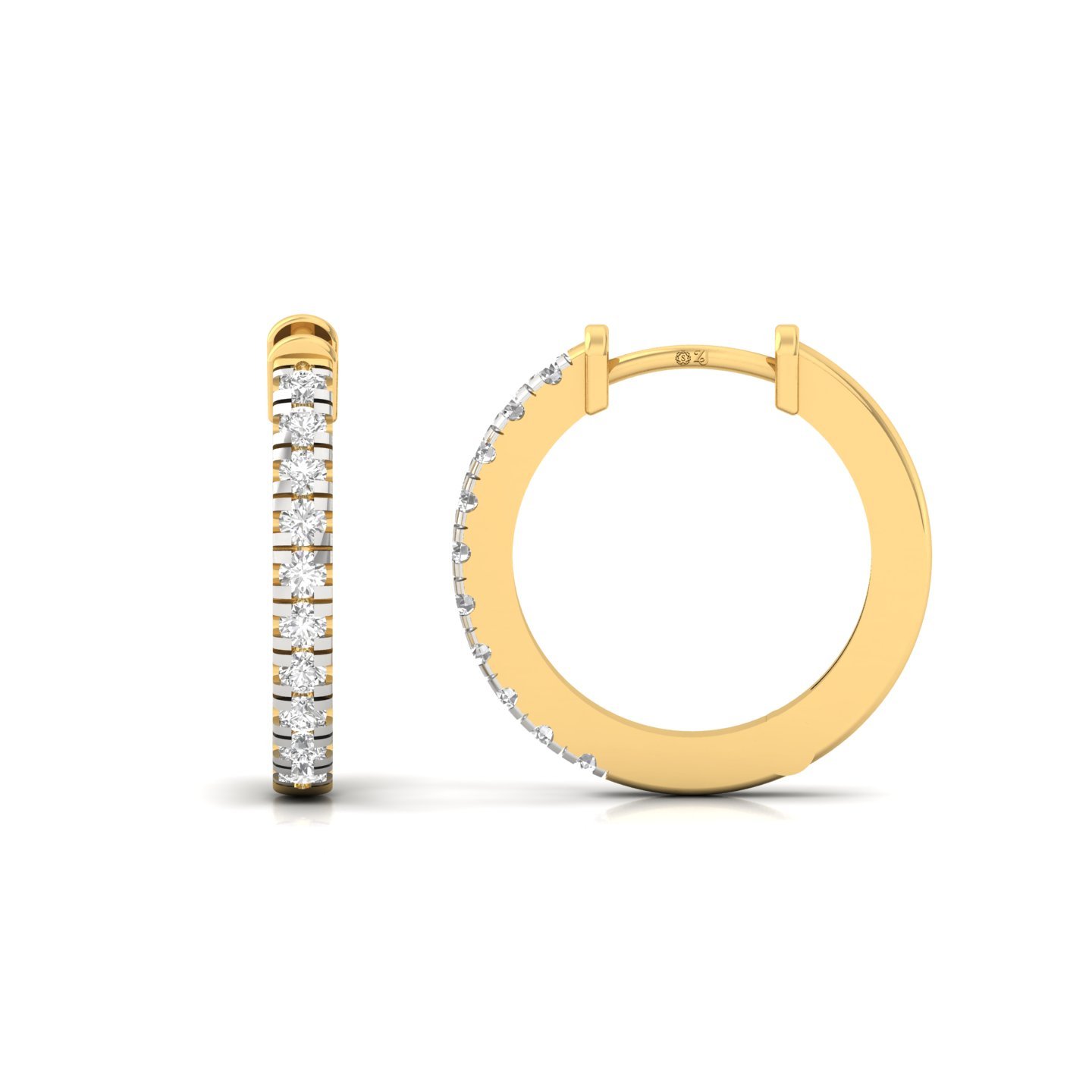 Diamond Hoop Earrings | Lab Grown Diamond Huggie Hoops | 925 Silver | 10K | 14K | 18K Gold - Gold Main View
