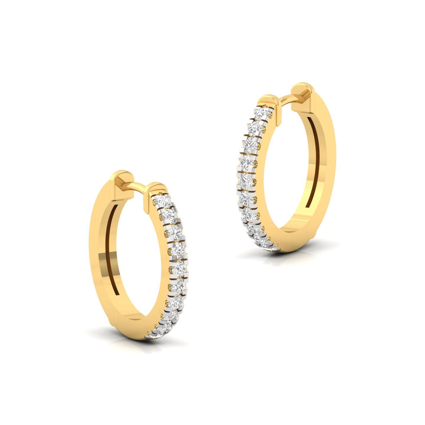 Diamond Hoop Earrings | Lab Grown Diamond Huggie Hoops | 925 Silver | 10K | 14K | 18K Gold - View 3