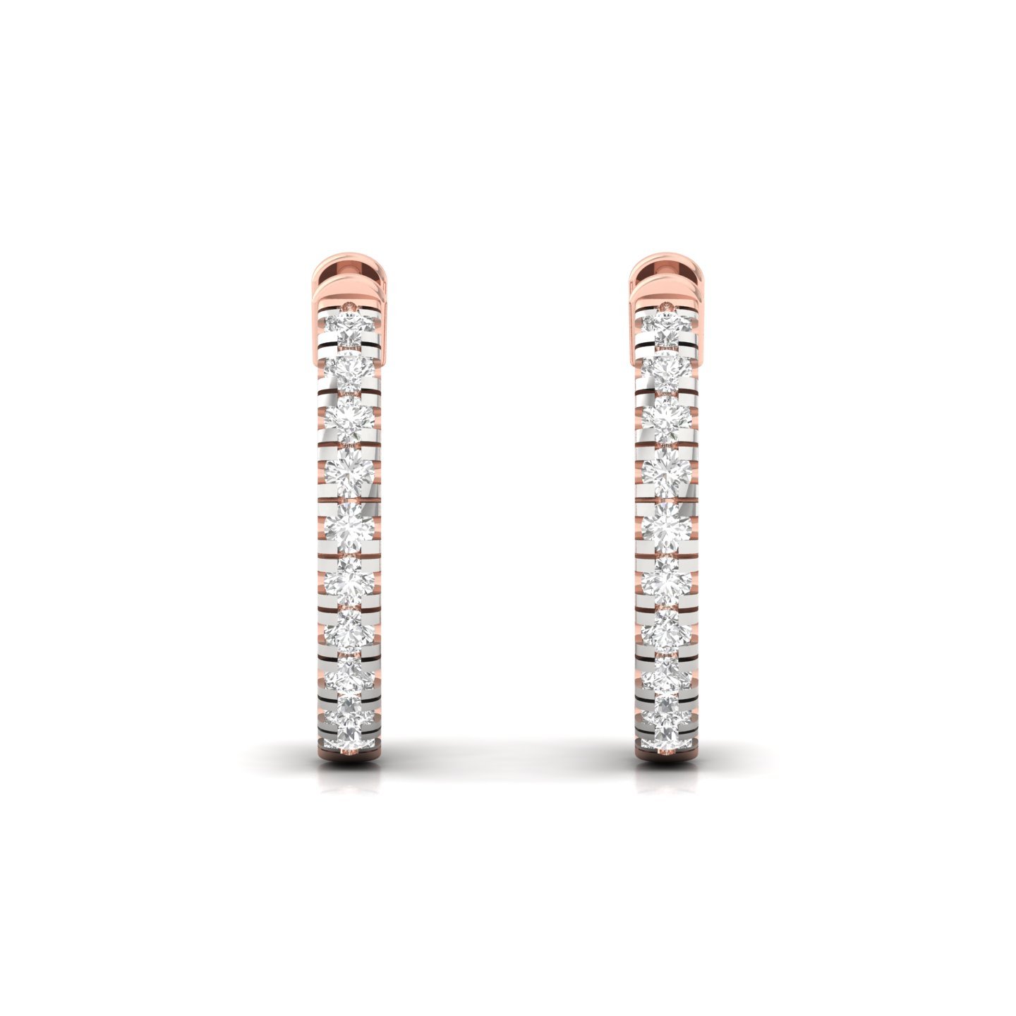 Diamond Hoop Earrings | Lab Grown Diamond Huggie Hoops | 925 Silver | 10K | 14K | 18K Gold - View 2