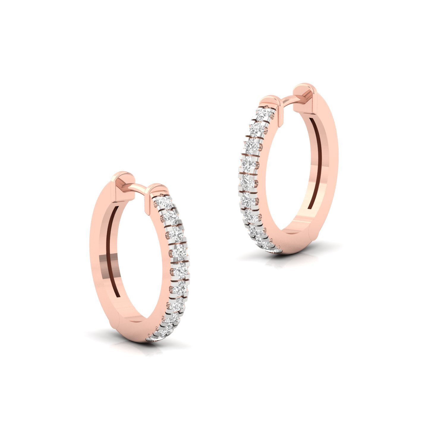 Diamond Hoop Earrings | Lab Grown Diamond Huggie Hoops | 925 Silver | 10K | 14K | 18K Gold - View 3