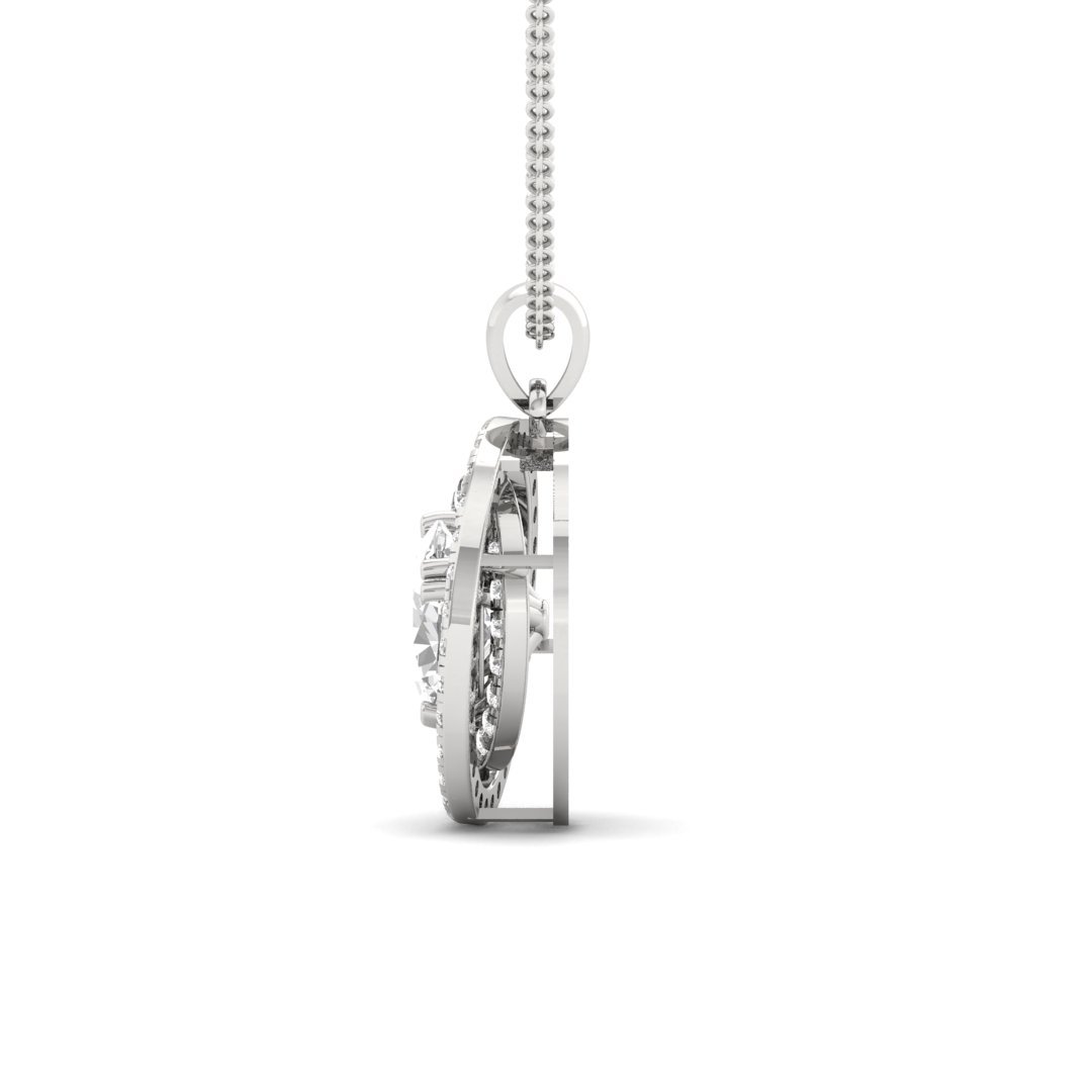 Oval Diamond Halo Pendant | Lab Grown CVD Diamond Statement Pendant (Without Chain) | 925 Silver | 10K | 14K | 18K - View 3