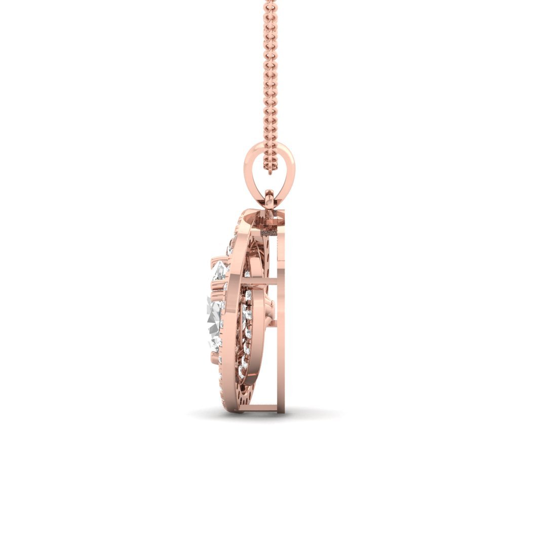 Oval Diamond Halo Pendant | Lab Grown CVD Diamond Statement Pendant (Without Chain) | 925 Silver | 10K | 14K | 18K - View 3