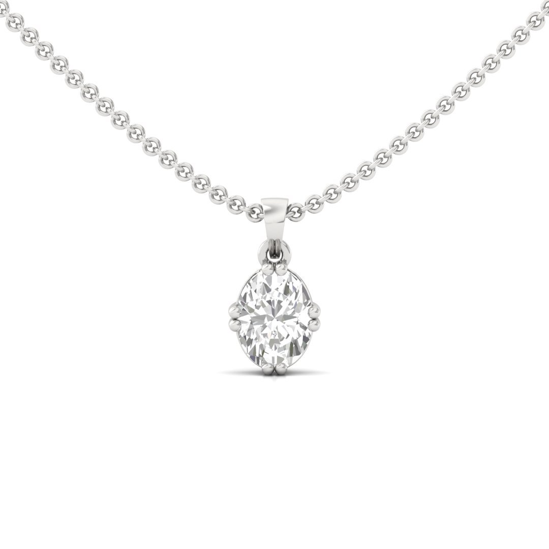 Oval Cut Diamond Solitaire Pendant (Without Chain) | Elegant Lab Grown CVD Diamond Necklace Pendant | 925 Silver | 10K | 14K | 18K - Main View
