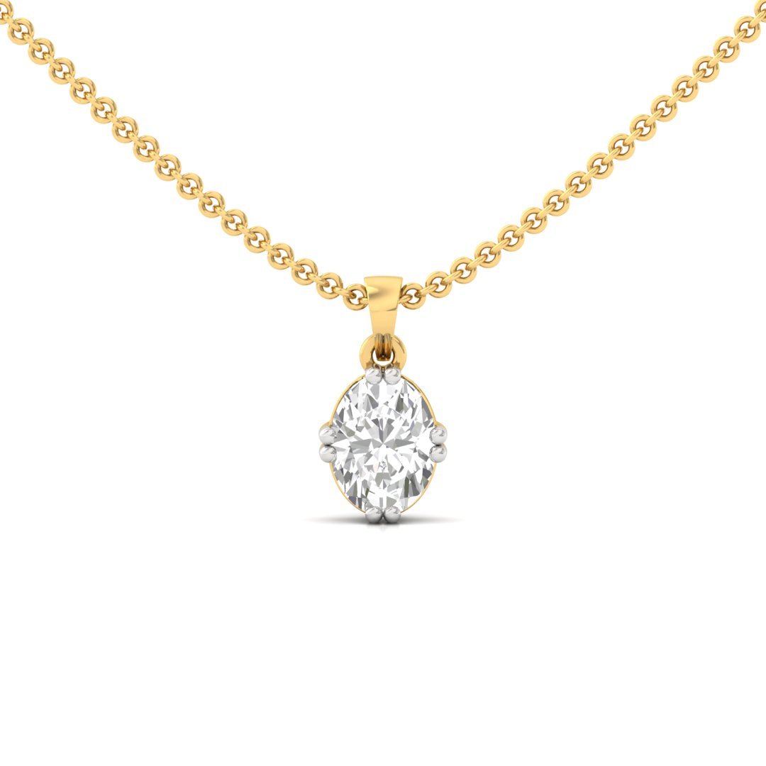Oval Cut Diamond Solitaire Pendant (Without Chain) | Elegant Lab Grown CVD Diamond Necklace Pendant | 925 Silver | 10K | 14K | 18K - Gold Main View