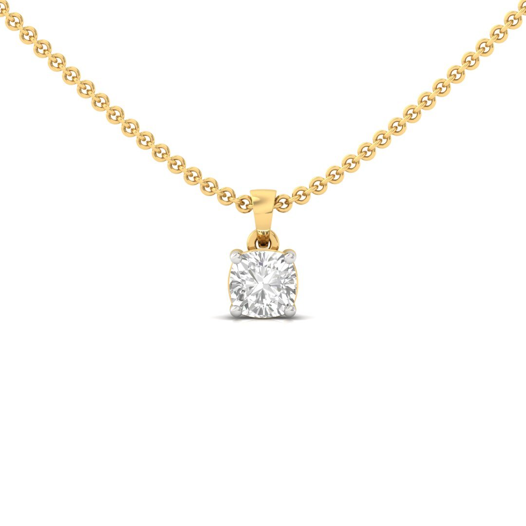 Cushion Cut Diamond Solitaire Pendant (Without Chain) | Classic Lab Grown CVD Diamond Necklace Pendant | 925 Silver | 10K | 14K | 18K - Gold Main View