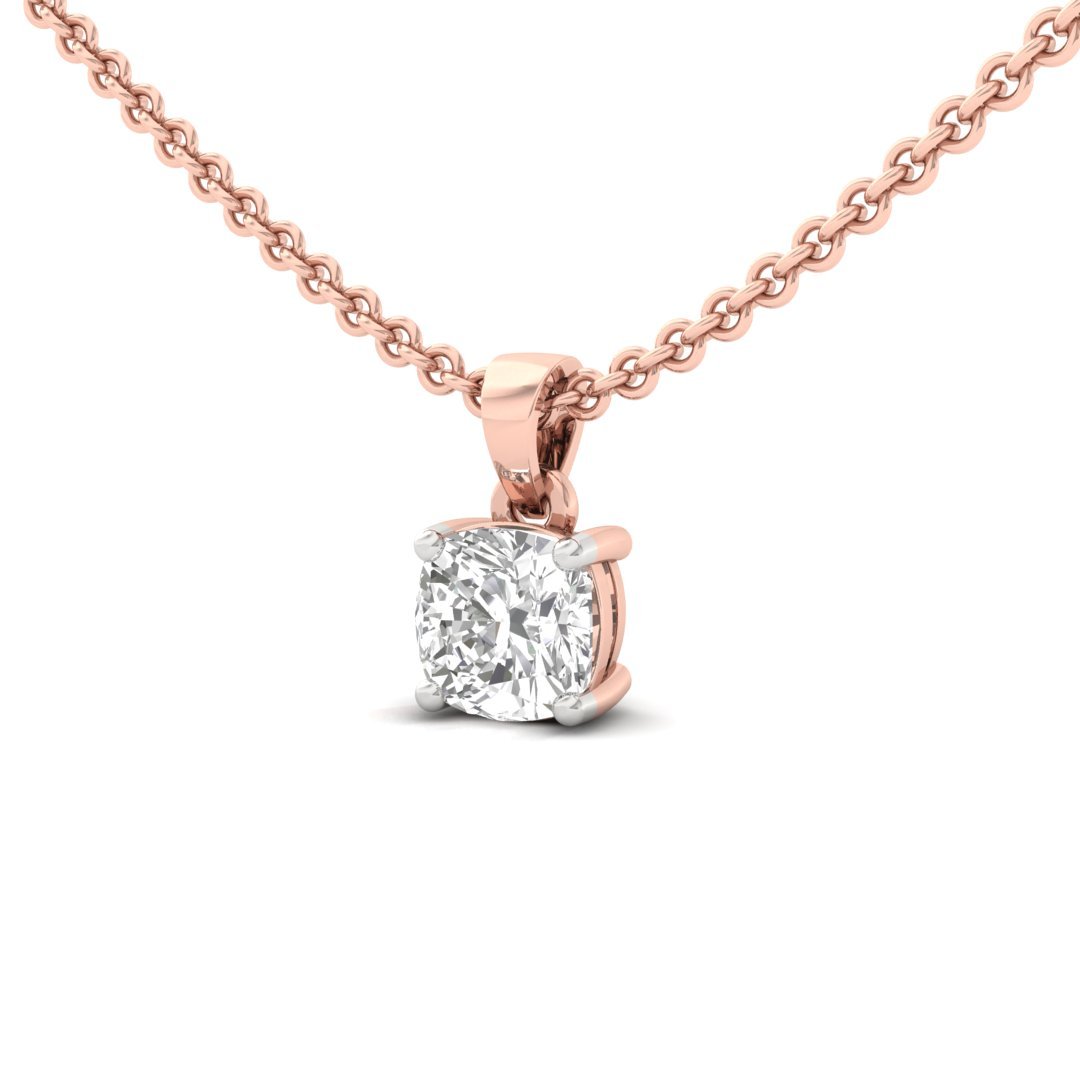 Cushion Cut Diamond Solitaire Pendant (Without Chain) | Classic Lab Grown CVD Diamond Necklace Pendant | 925 Silver | 10K | 14K | 18K - View 2