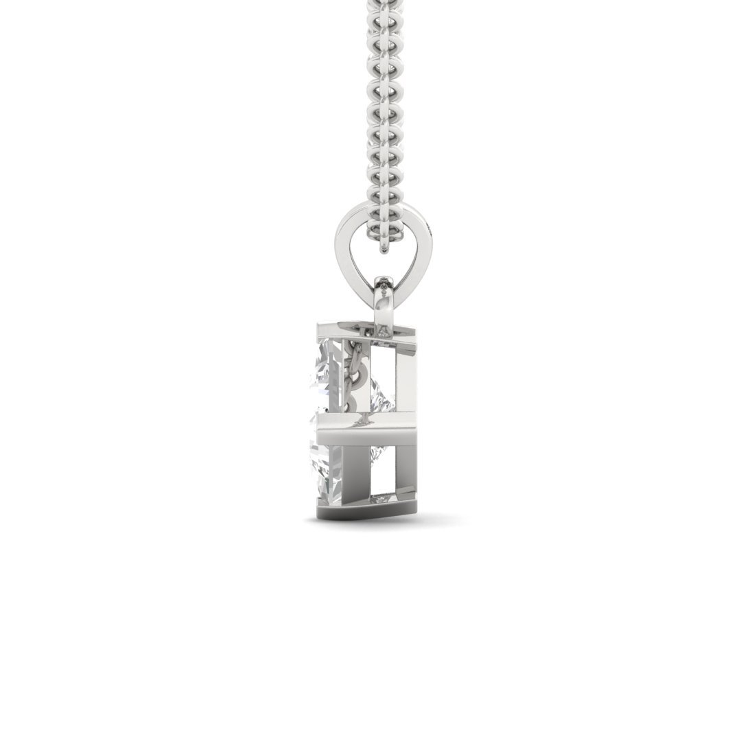 Princess Cut Diamond Solitaire Pendant (Without Chain) | Elegant Lab Grown CVD Diamond Necklace Pendant | 925 Silver | 10K | 14K | 18K - View 3