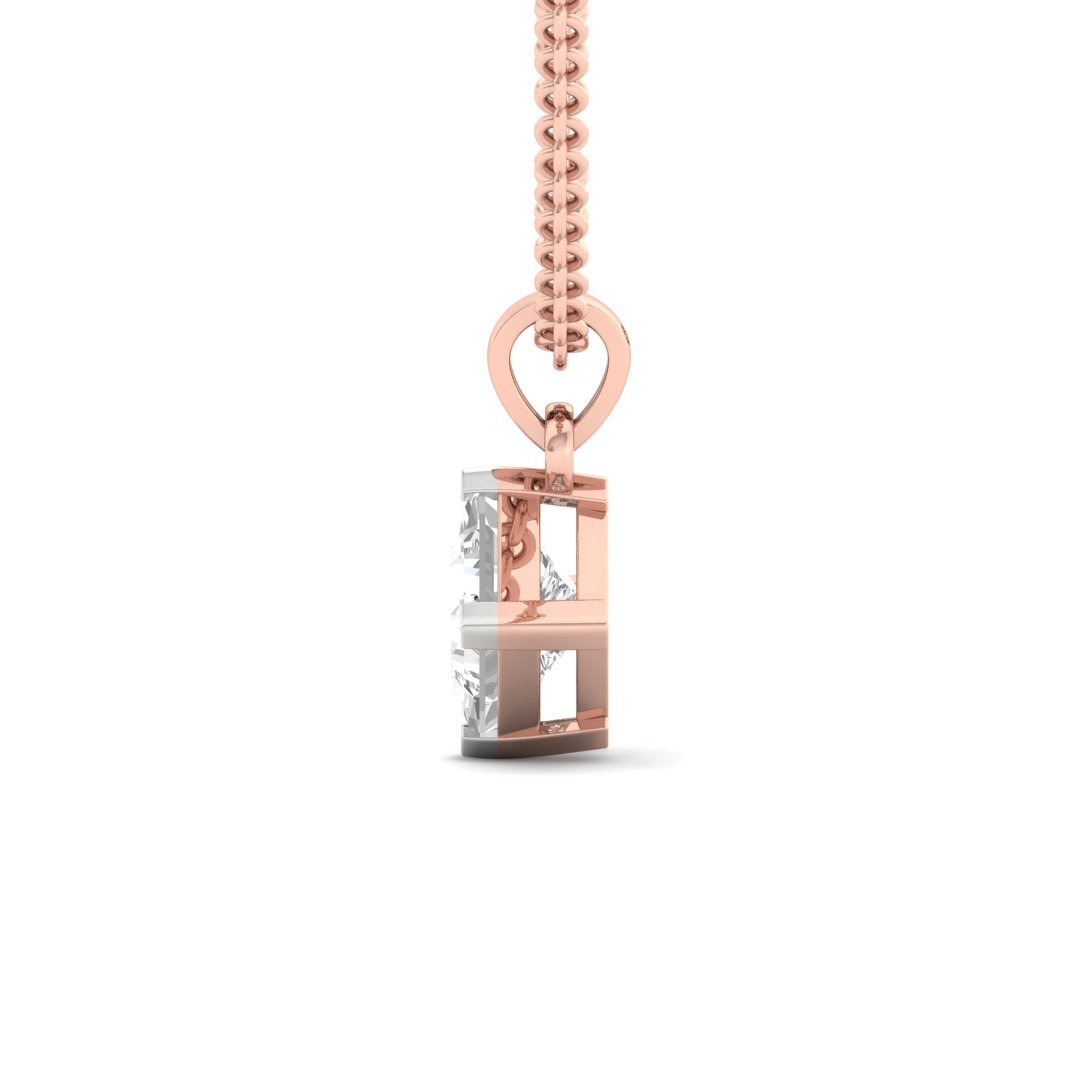 Princess Cut Diamond Solitaire Pendant (Without Chain) | Elegant Lab Grown CVD Diamond Necklace Pendant | 925 Silver | 10K | 14K | 18K - View 3