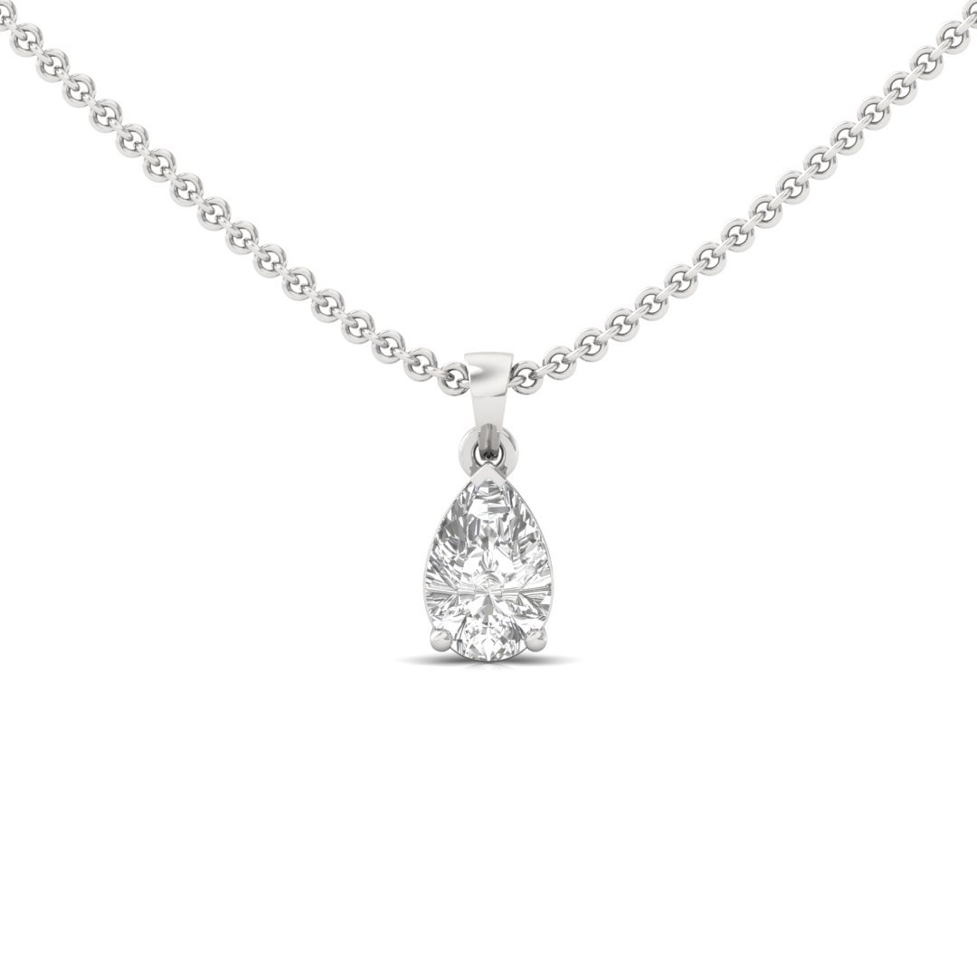 Pear Cut Diamond Solitaire Pendant (Without Chain) | Elegant Lab Grown CVD Diamond Necklace Pendant | 925 Silver | 10K | 14K | 18K - Main View