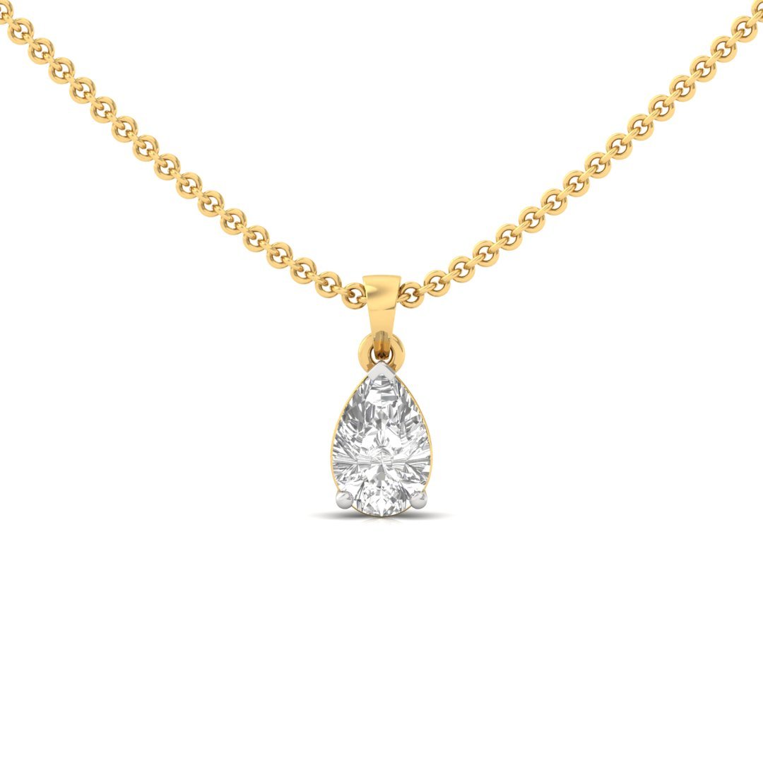 Pear Cut Diamond Solitaire Pendant (Without Chain) | Elegant Lab Grown CVD Diamond Necklace Pendant | 925 Silver | 10K | 14K | 18K - Gold Main View
