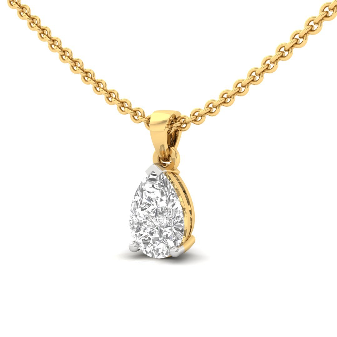 Pear Cut Diamond Solitaire Pendant (Without Chain) | Elegant Lab Grown CVD Diamond Necklace Pendant | 925 Silver | 10K | 14K | 18K - View 2