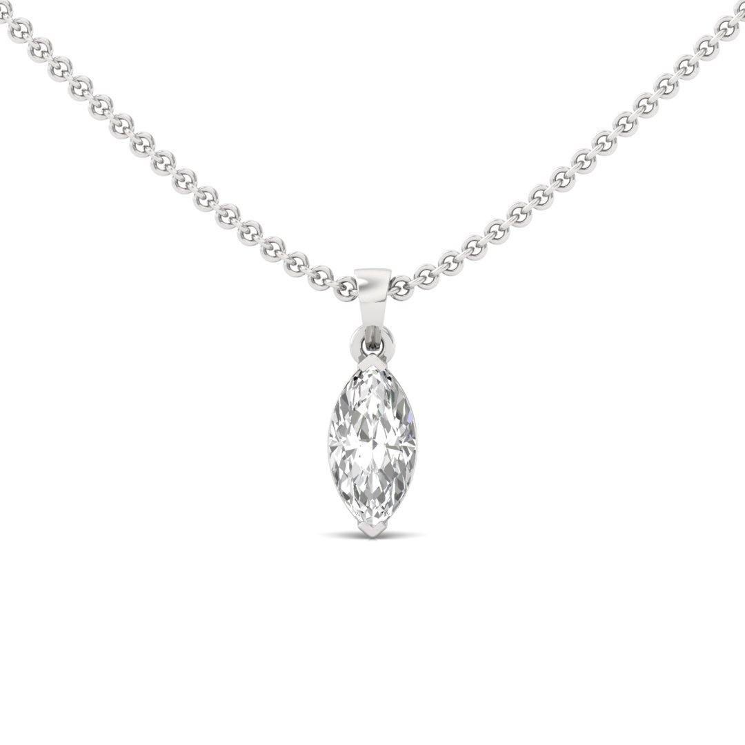 Marquise Cut Diamond Solitaire Pendant (Without Chain) | Elegant Lab Grown CVD Diamond Necklace Pendant | 925 Silver | 10K | 14K | 18K - Main View