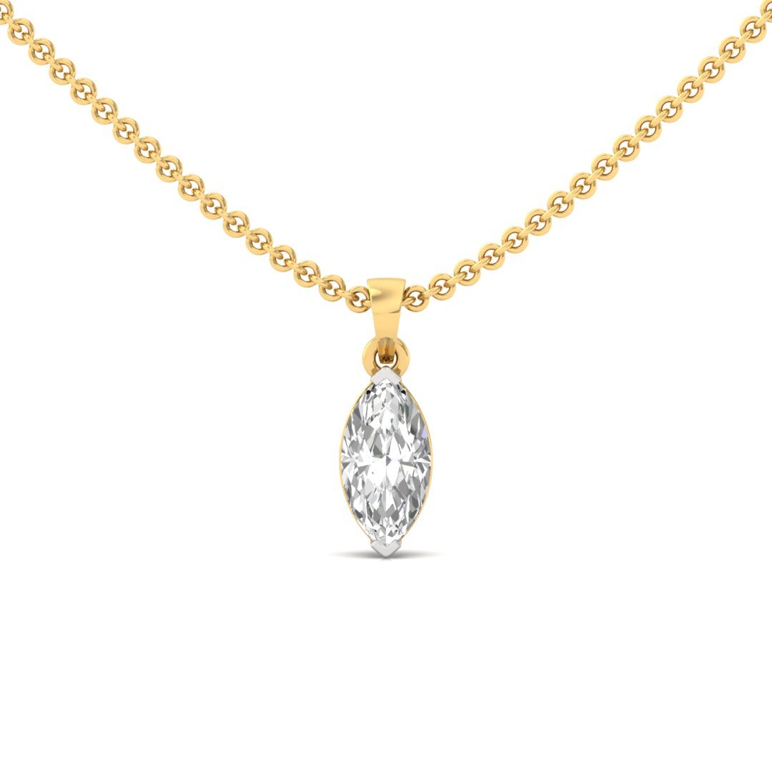 Marquise Cut Diamond Solitaire Pendant (Without Chain) | Elegant Lab Grown CVD Diamond Necklace Pendant | 925 Silver | 10K | 14K | 18K - Gold Main View