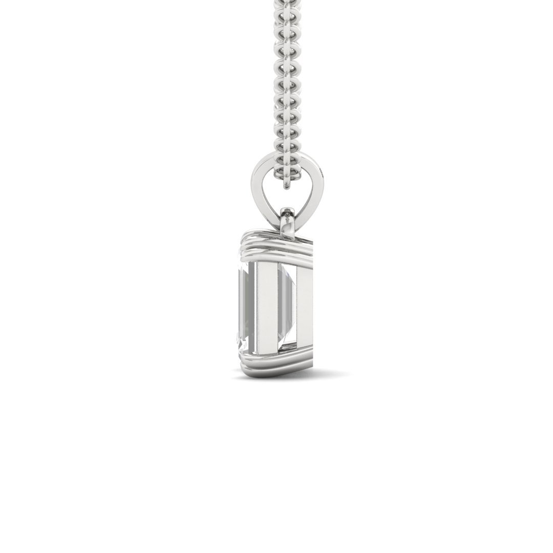 Emerald Cut Diamond Solitaire Pendant (Without Chain) | Classic Lab Grown CVD Diamond Necklace Pendant | 925 Silver | 10K | 14K | 18K - View 3