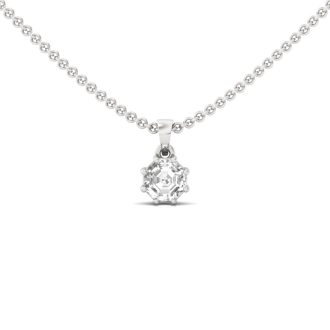 Octagon Cut Diamond Solitaire Pendant (Without Chain) | Unique Lab Grown CVD Diamond Necklace Pendant | 925 Silver | 10K | 14K | 18K - Main View
