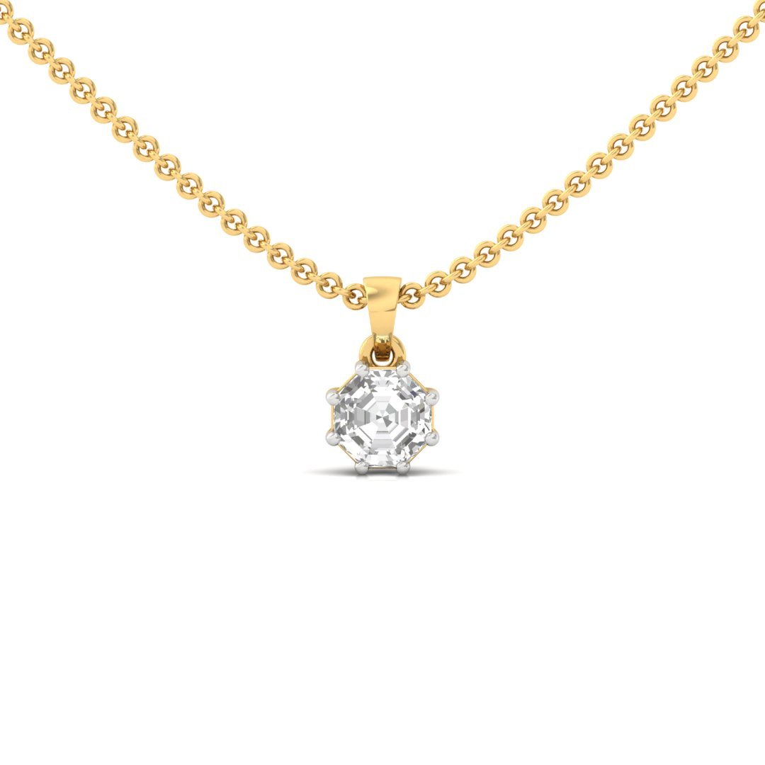 Octagon Cut Diamond Solitaire Pendant (Without Chain) | Unique Lab Grown CVD Diamond Necklace Pendant | 925 Silver | 10K | 14K | 18K - Gold Main View