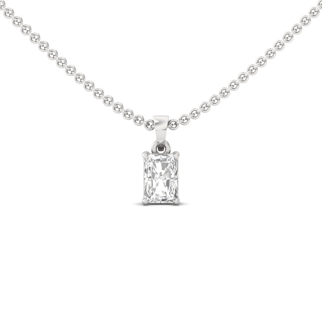 Radiant Cut Diamond Solitaire Pendant (Without Chain) | Elegant Lab Grown CVD Diamond Necklace Pendant | 925 Silver | 10K | 14K | 18K - Main View