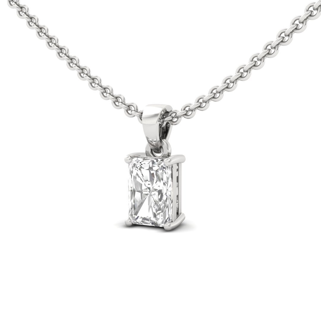 Radiant Cut Diamond Solitaire Pendant (Without Chain) | Elegant Lab Grown CVD Diamond Necklace Pendant | 925 Silver | 10K | 14K | 18K - View 2