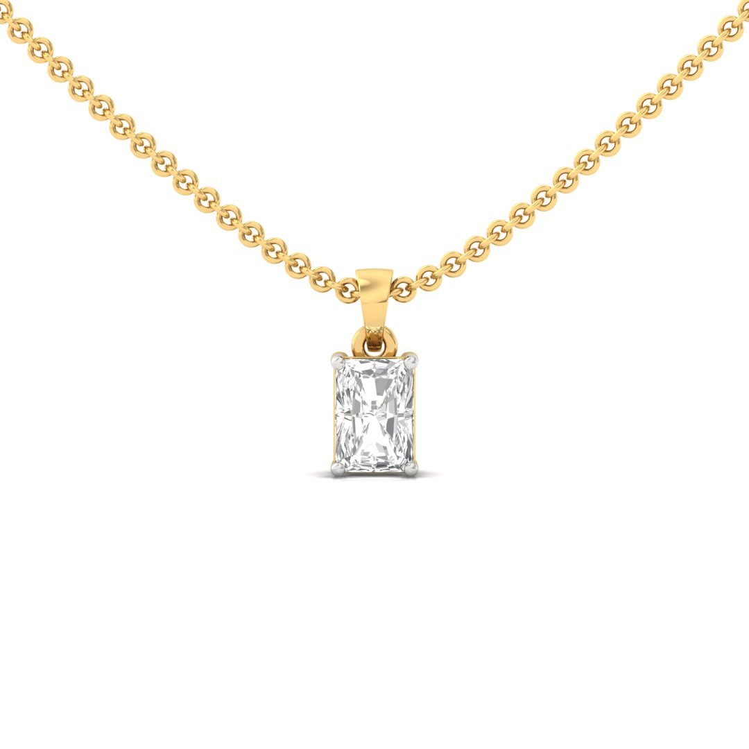 Radiant Cut Diamond Solitaire Pendant (Without Chain) | Elegant Lab Grown CVD Diamond Necklace Pendant | 925 Silver | 10K | 14K | 18K - Gold Main View