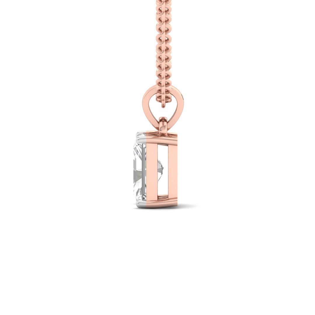 Radiant Cut Diamond Solitaire Pendant (Without Chain) | Elegant Lab Grown CVD Diamond Necklace Pendant | 925 Silver | 10K | 14K | 18K - View 3