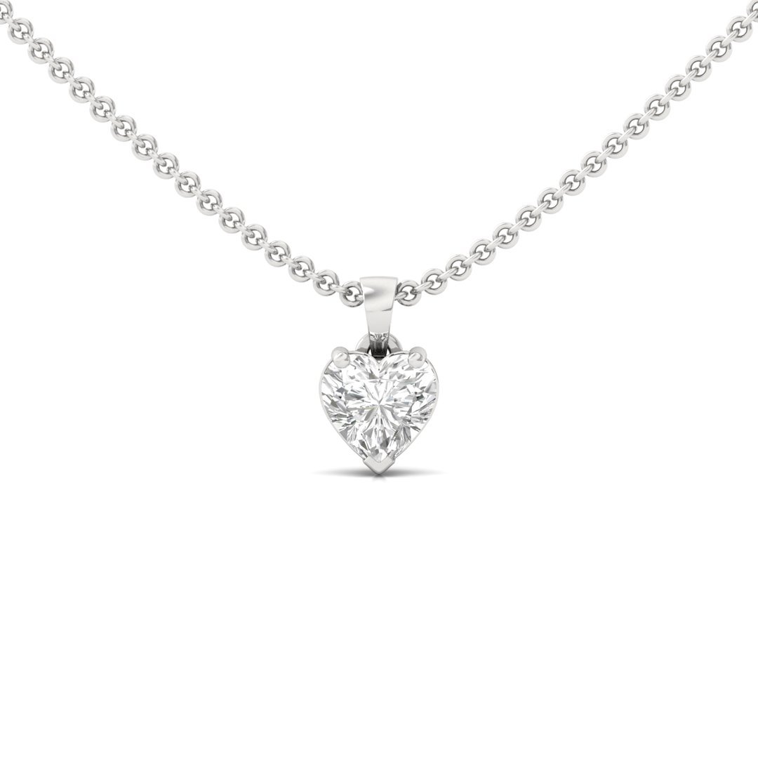 Heart Cut Diamond Solitaire Pendant (Without Chain) | Romantic Lab Grown CVD Diamond Necklace Pendant | 925 Silver | 10K | 14K | 18K - Main View