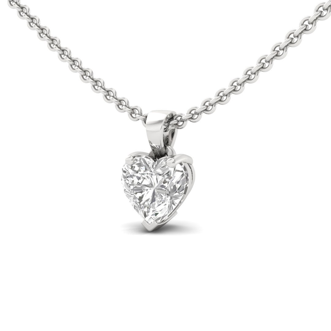 Heart Cut Diamond Solitaire Pendant (Without Chain) | Romantic Lab Grown CVD Diamond Necklace Pendant | 925 Silver | 10K | 14K | 18K - View 2