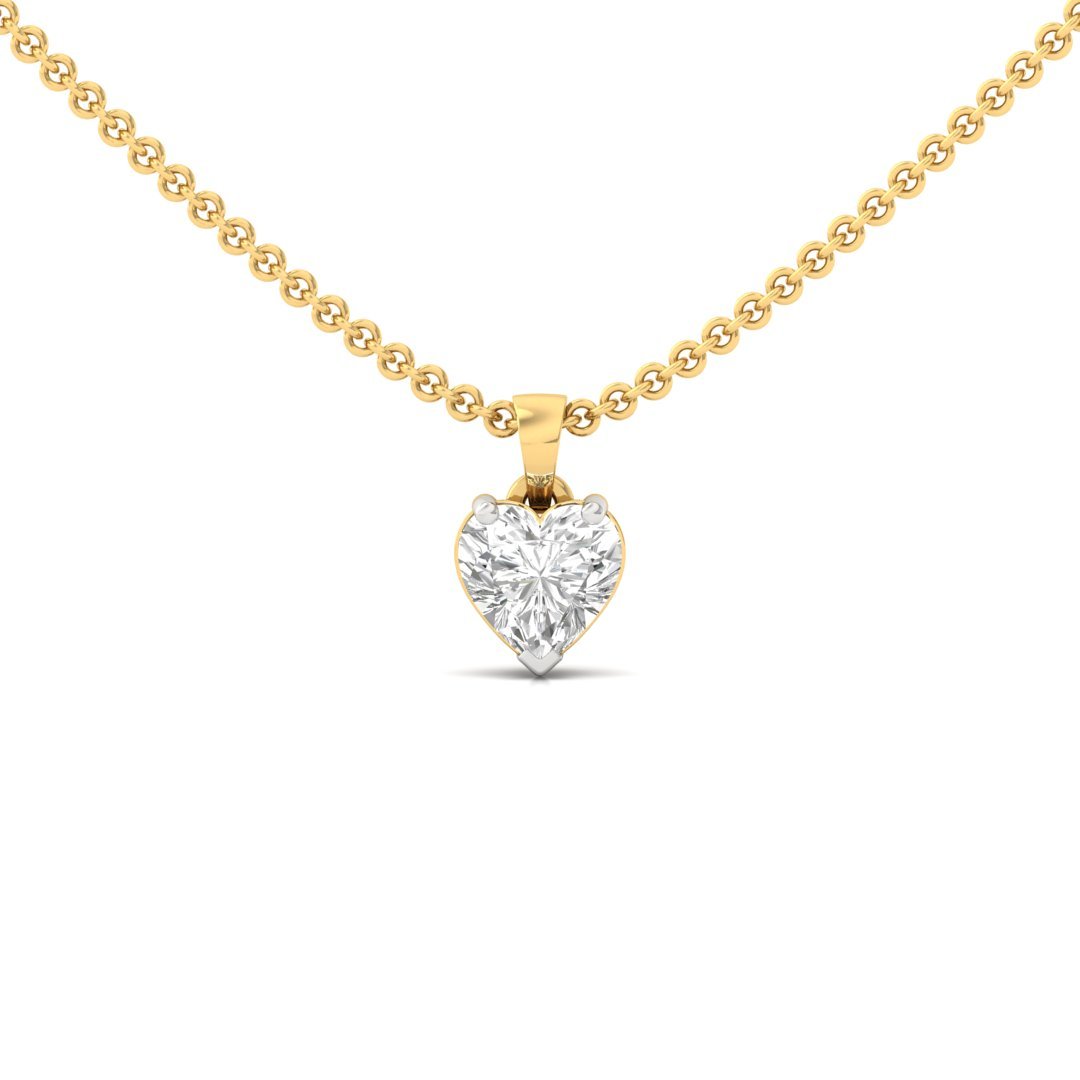 Heart Cut Diamond Solitaire Pendant (Without Chain) | Romantic Lab Grown CVD Diamond Necklace Pendant | 925 Silver | 10K | 14K | 18K - Gold Main View