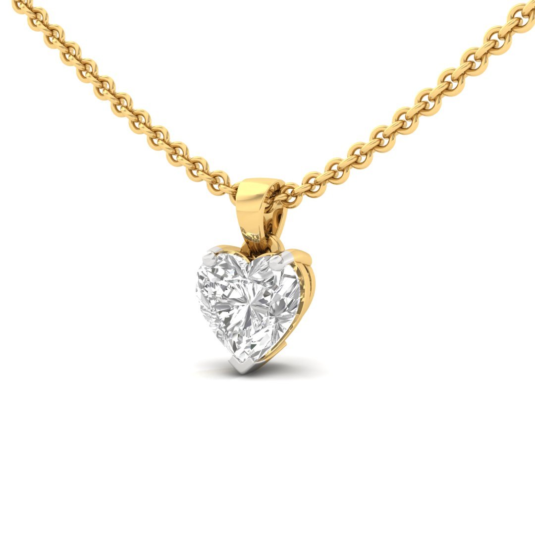 Heart Cut Diamond Solitaire Pendant (Without Chain) | Romantic Lab Grown CVD Diamond Necklace Pendant | 925 Silver | 10K | 14K | 18K - View 2