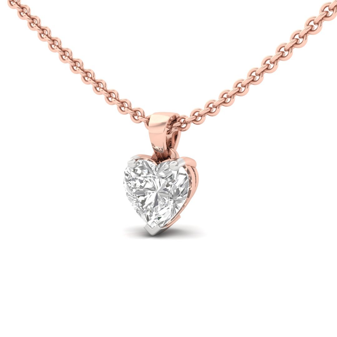 Heart Cut Diamond Solitaire Pendant (Without Chain) | Romantic Lab Grown CVD Diamond Necklace Pendant | 925 Silver | 10K | 14K | 18K - View 2