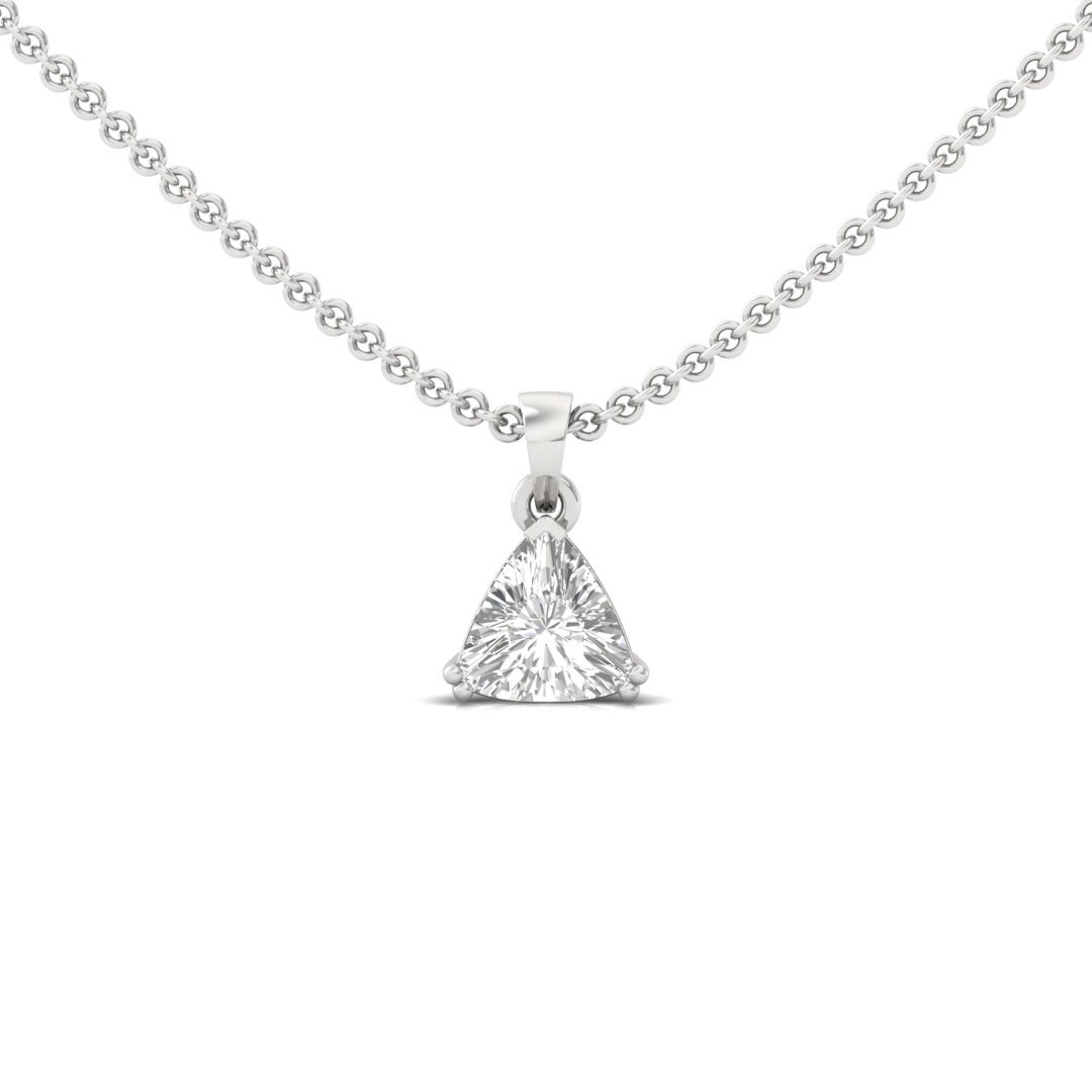 Trillion Cut Diamond Solitaire Pendant (Without Chain) | Modern Lab Grown CVD Diamond Necklace Pendant | 925 Silver | 10K | 14K | 18K - Main View