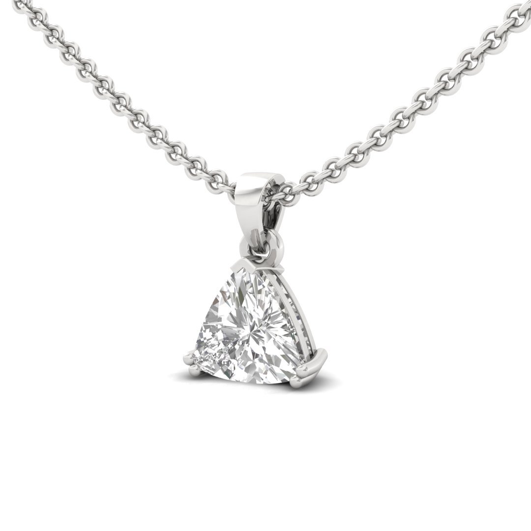 Trillion Cut Diamond Solitaire Pendant (Without Chain) | Modern Lab Grown CVD Diamond Necklace Pendant | 925 Silver | 10K | 14K | 18K - View 2