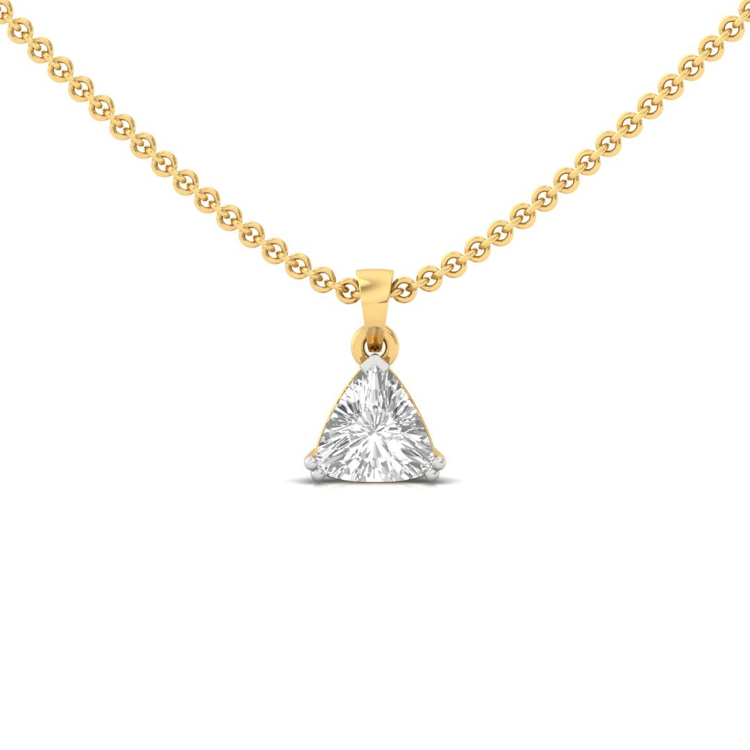Trillion Cut Diamond Solitaire Pendant (Without Chain) | Modern Lab Grown CVD Diamond Necklace Pendant | 925 Silver | 10K | 14K | 18K - Gold Main View