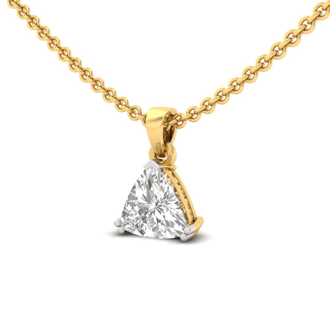 Trillion Cut Diamond Solitaire Pendant (Without Chain) | Modern Lab Grown CVD Diamond Necklace Pendant | 925 Silver | 10K | 14K | 18K - View 2